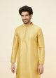 Manyawar Canary Yellow Buta Patterned Kurta Set