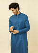 Manyawar Capri Blue Diamond Patterned Kurta Set