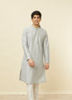 Manyawar Glacier Grey Sequined Patterned Kurta Set