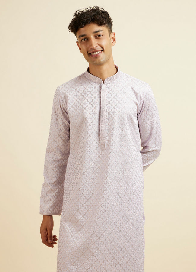 Manyawar Lilac Jaal Patterned Kurta Set