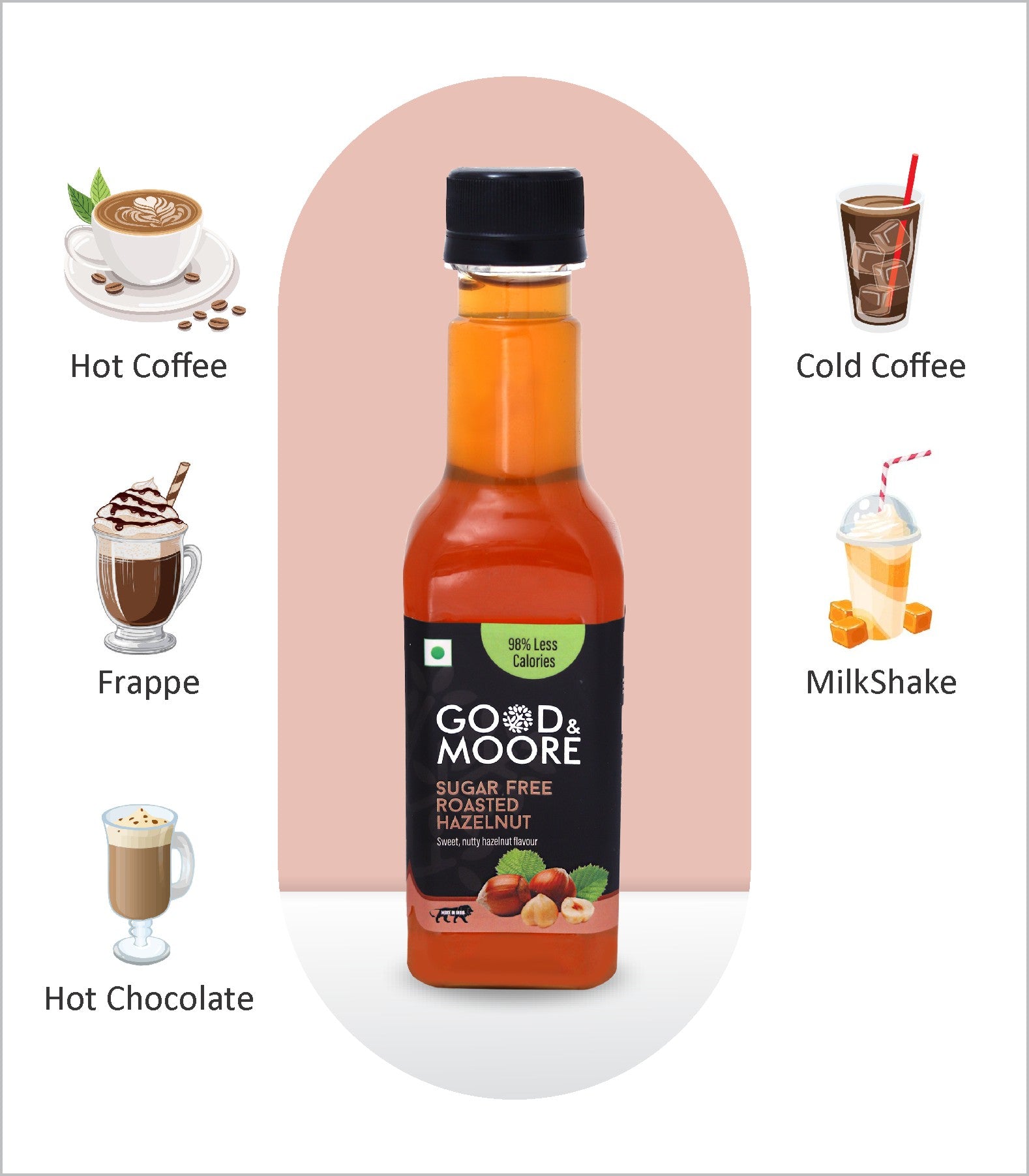 Good & Moore  Sugar free Roasted Hazelnut Syrup |250 ML | 750 ML