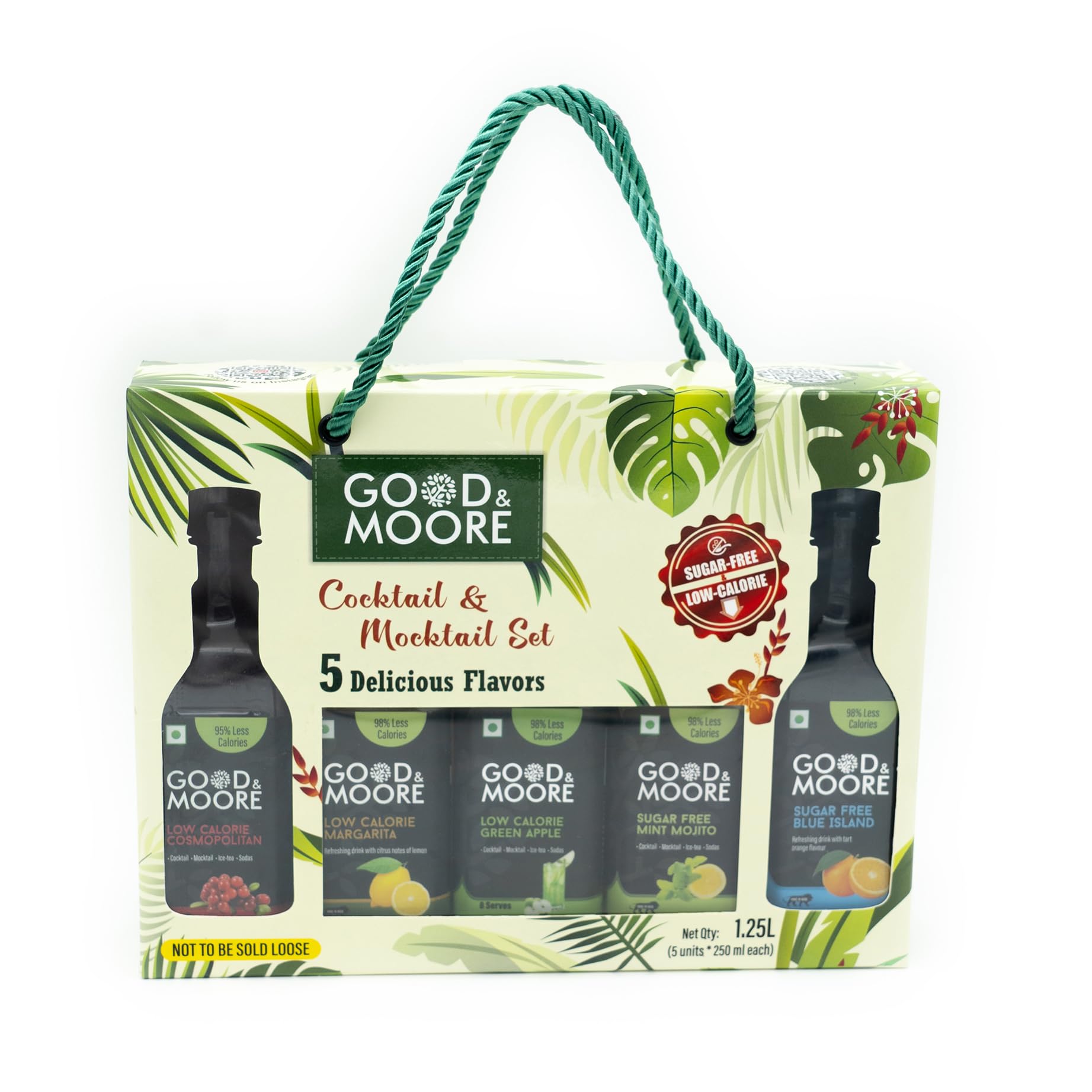 Good & Moore Sugar-free/Low Calorie Cocktail & Mocktail Syrup Gift Pack | 250 ML Pack Of 5