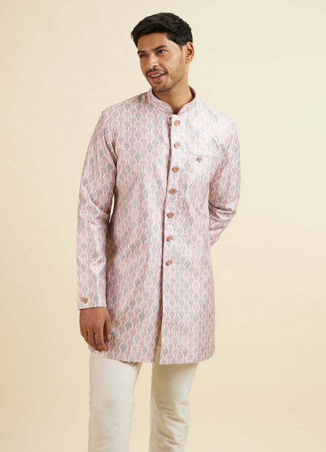 Manyawar Pink Medallion Printed Kurta Set