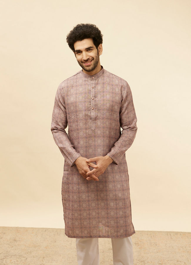 Manyawar Dusty Lavender Kaleidoscopic Printed Kurta Set