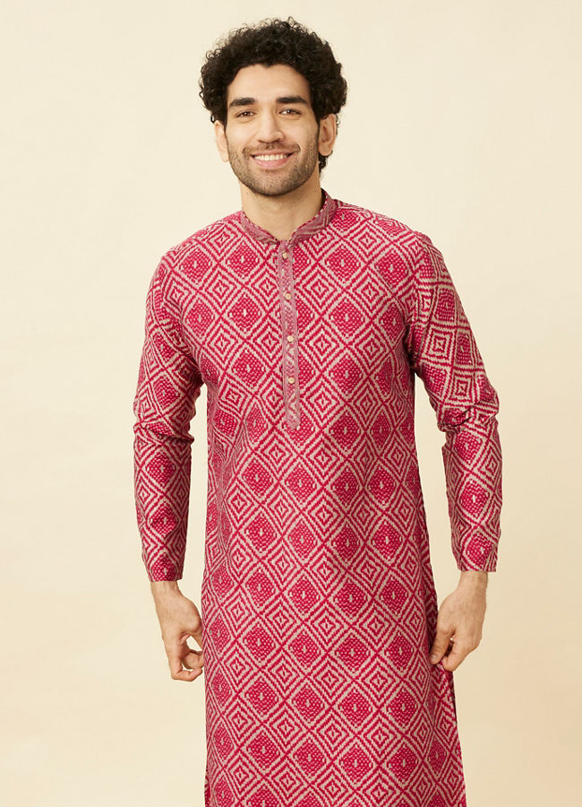 Manyawar Ruby Pink Harlequin Printed Kurta Set