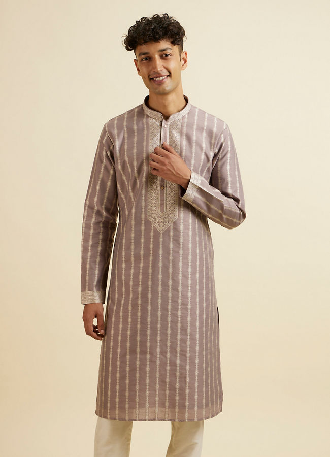 Manyawar Lilac Striped Kurta Set