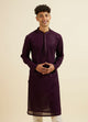 Manyawar Purple Self Patterned Mirror Work Kurta Set