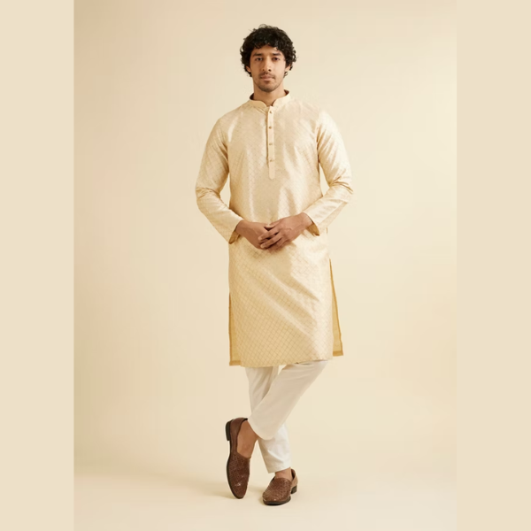 Manyawar Lattice Patterned Kurta Set