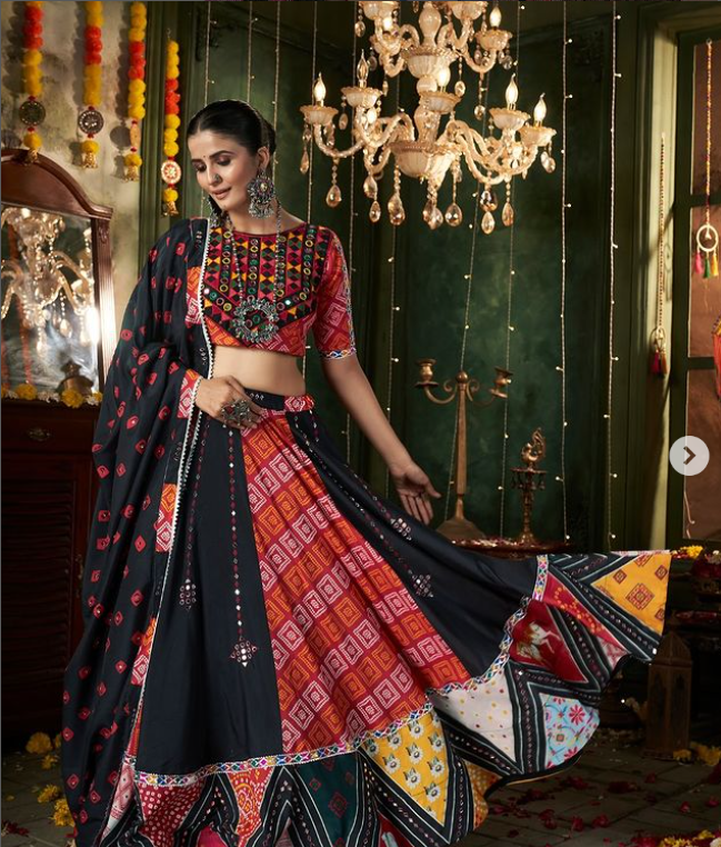 Black Navratri Lehenga Choli - Ready to wear