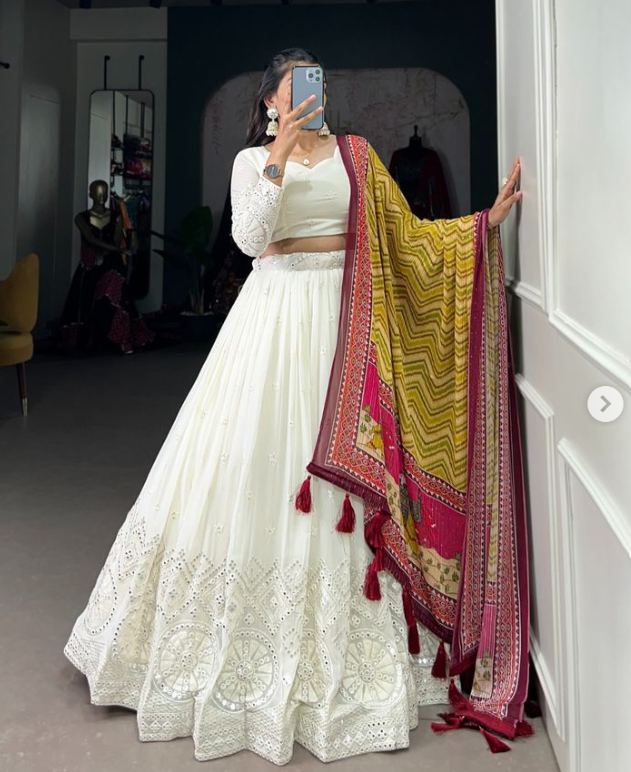 White Lehenga Choli - Ready to wear