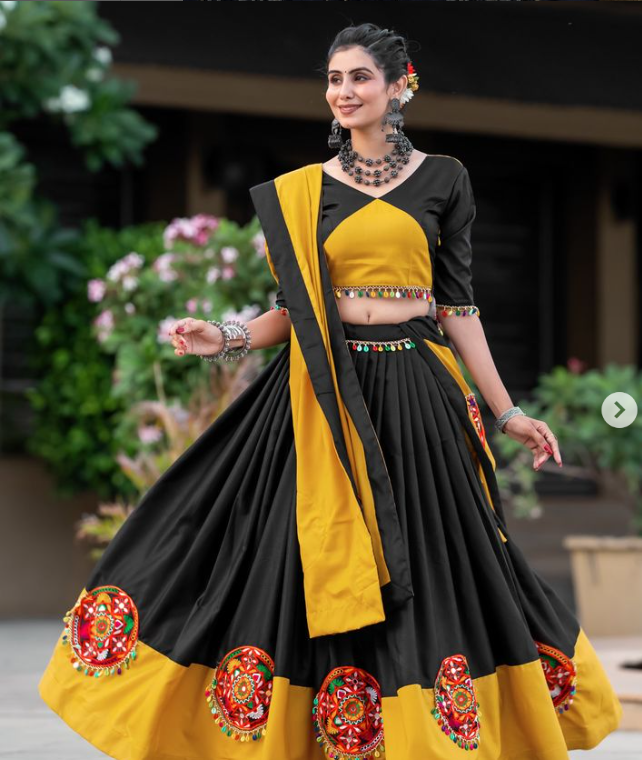 Gamthi & Mirror Work Navratri Lehenga Choli - Ready to wear