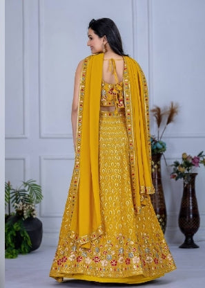 Fox Georgette Lehenga Choli With Multi Thread Sequence Work | Ready To Wear