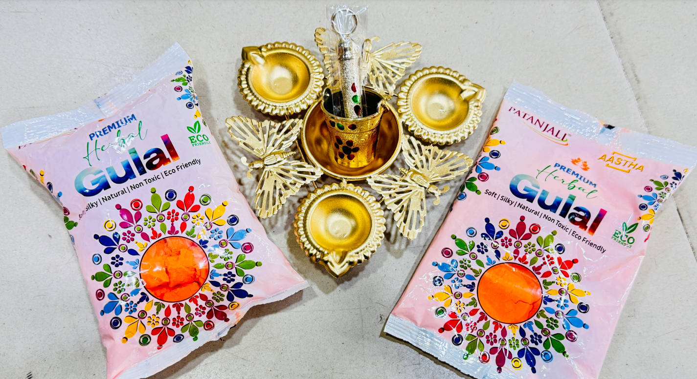 Holi Decor Trio Set : Butterfly Diya Bucket And Pichkari