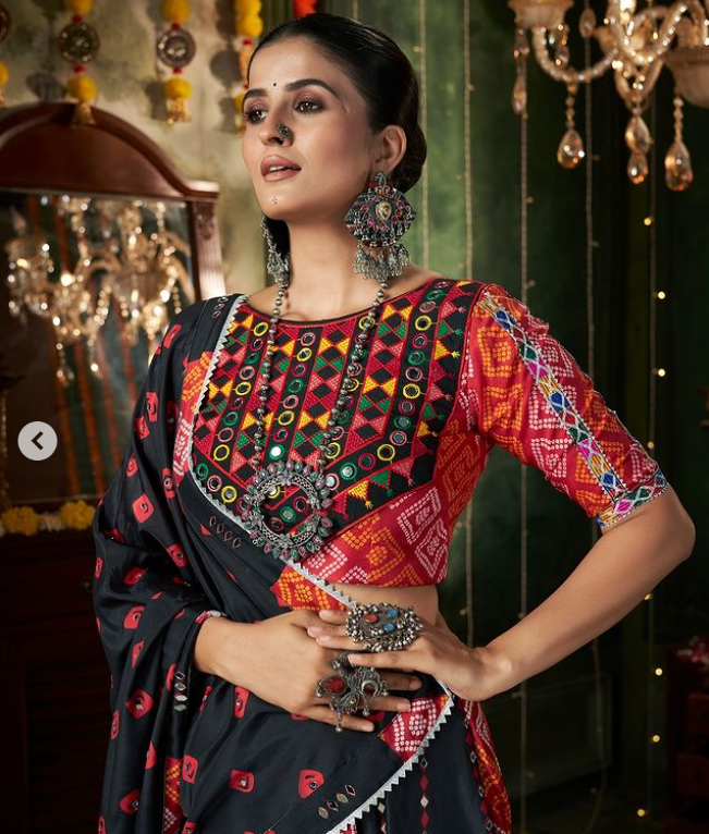 Black Navratri Lehenga Choli - Ready to wear