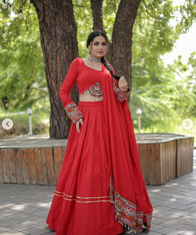 Red Navratri Lehenga Choli- Ready To Wear