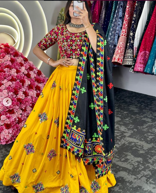 Yellow Navratri Lehenga Choli - Ready to wear