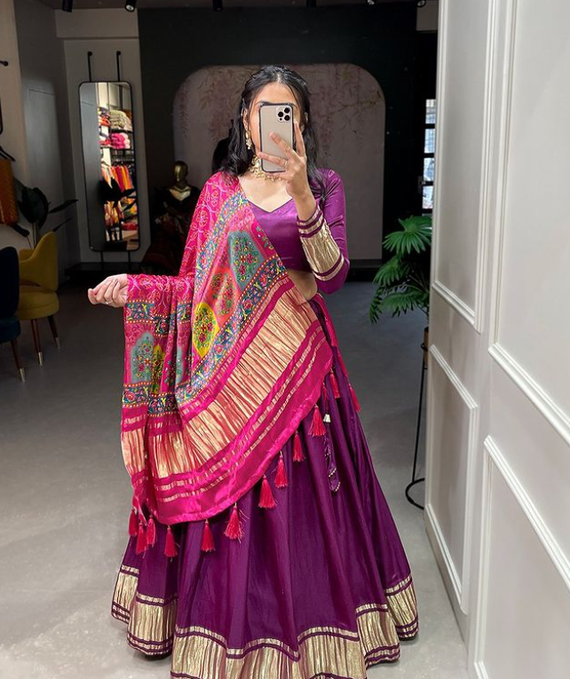 New Gaji Silk Lehenga Choli- Ready To Wear