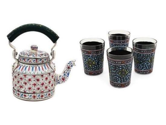 Hand Painted Tea Set: White Black