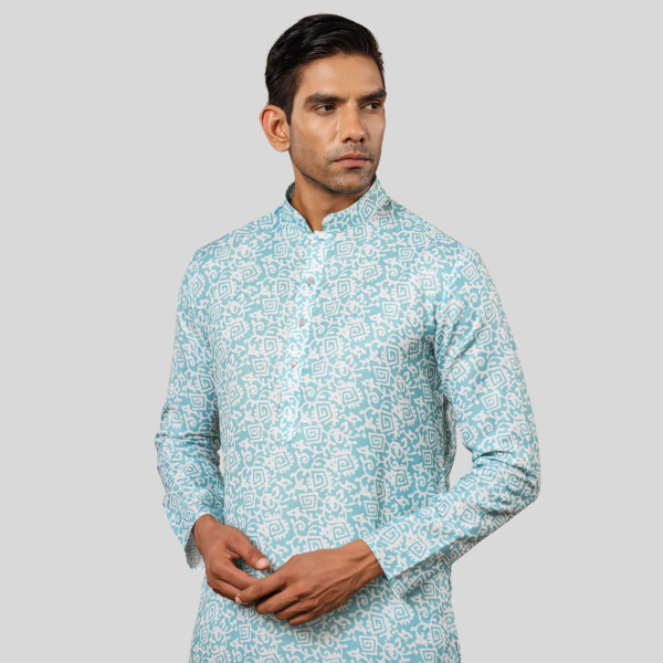 Sky Blue Cotton Kurta Pajama For Men