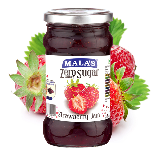 Strawberry Zero Added Sugar Jam 350gm Glass Bottle