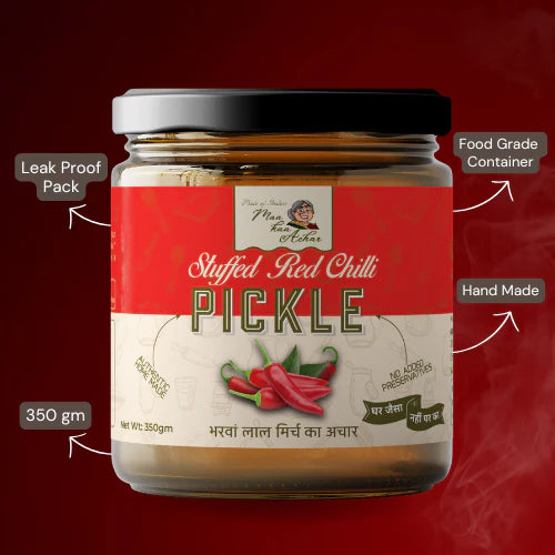 Maa kaa Achar Home Made Stuffed Red Chilli Pickle - 350 Gms