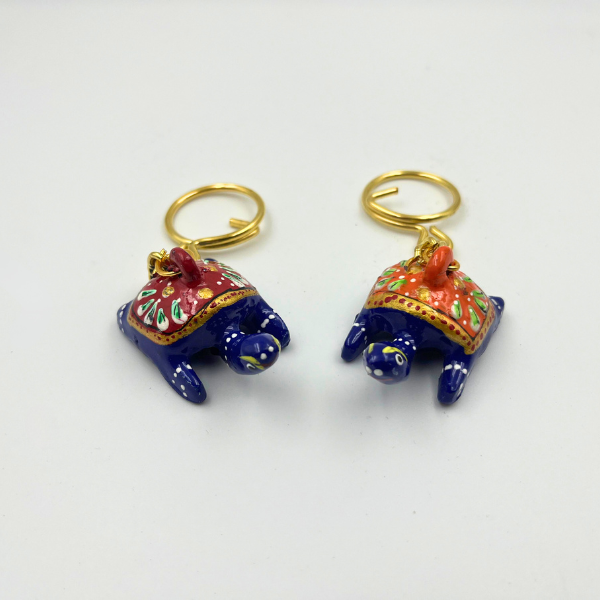 Stuthi Arts Metal Hand Painted Tortoise Keychain Set of 2