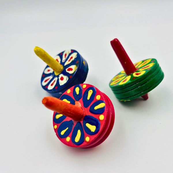 Stuthi Arts Wooden Spinning Tops Set of 3