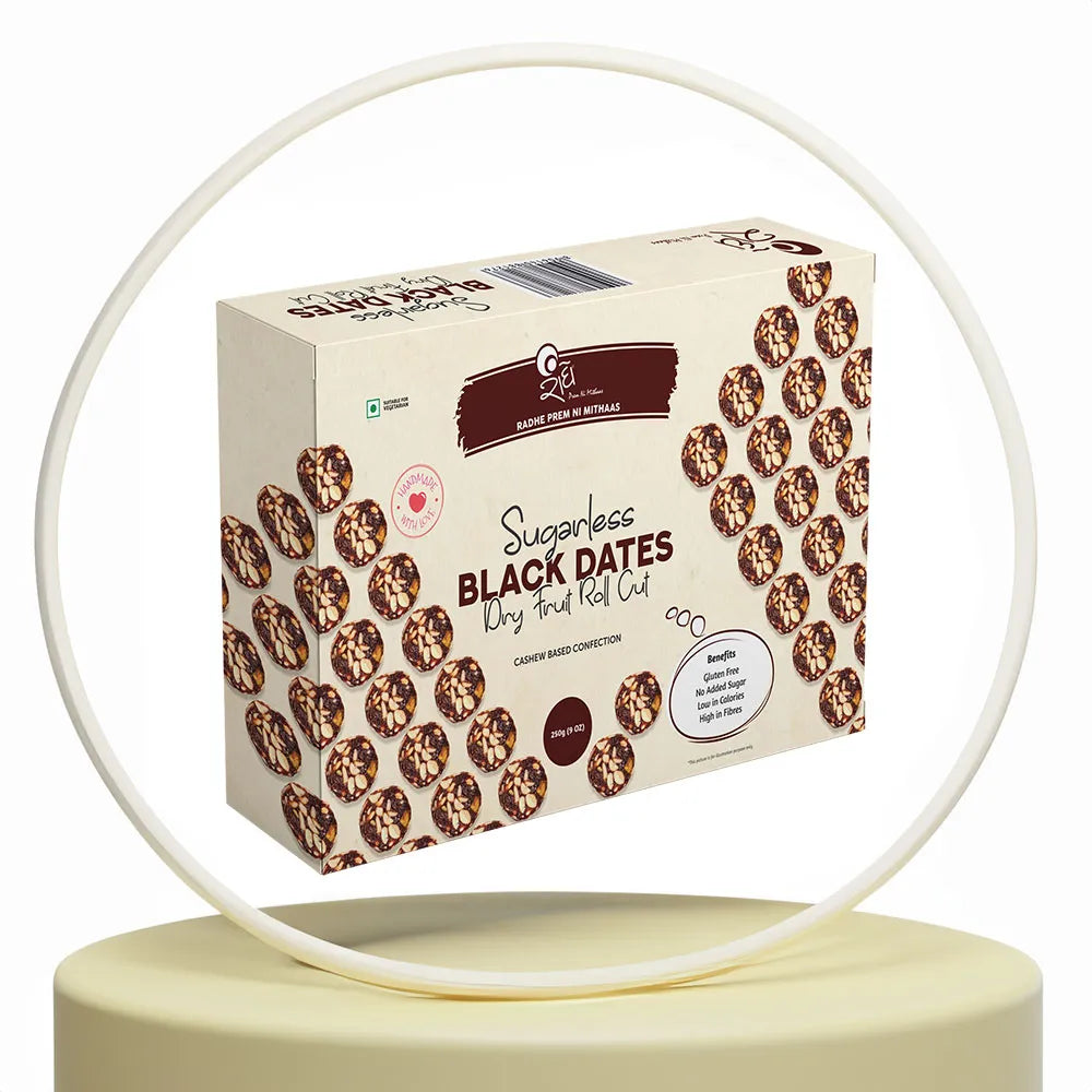 Radhe Prem Ki Mithaas Sugarless Black Dates Roll Cut - 500 gms