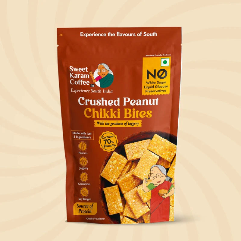 Sweet Karam Coffee Crushed Peanut Chikki Bites- 300 gms