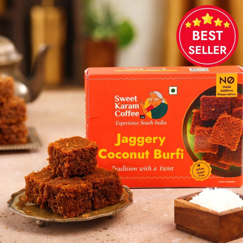 Sweet Karam Coffee Jaggery Coconut Burfi - 300 gms