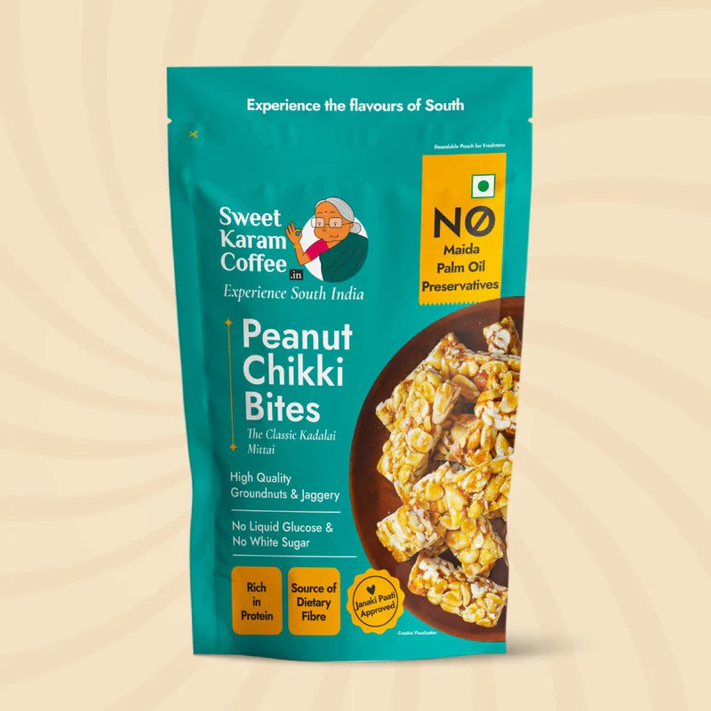 Sweet Karam Coffee Peanut Chikki (Zero White Sugar)- 300 gms