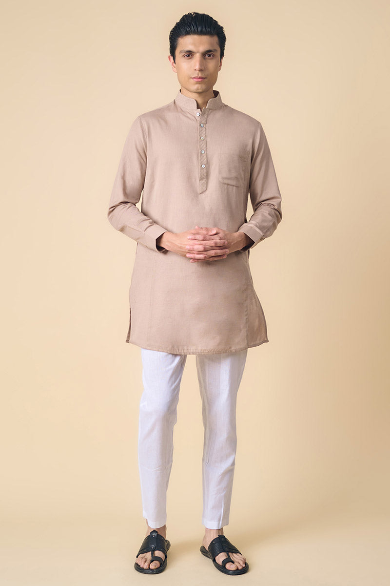 Single Kurta With Textured Collar