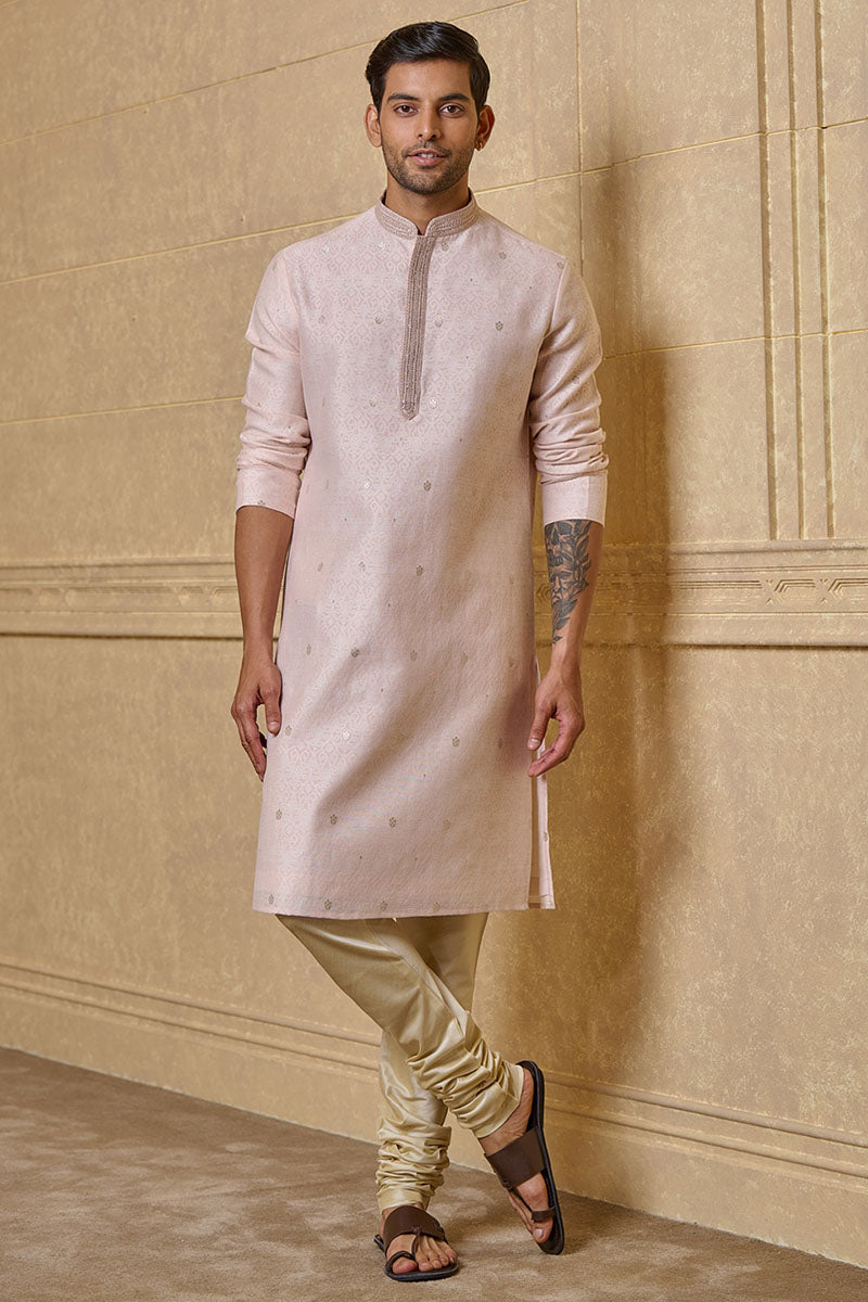 Pink Jacquard Kurta Set