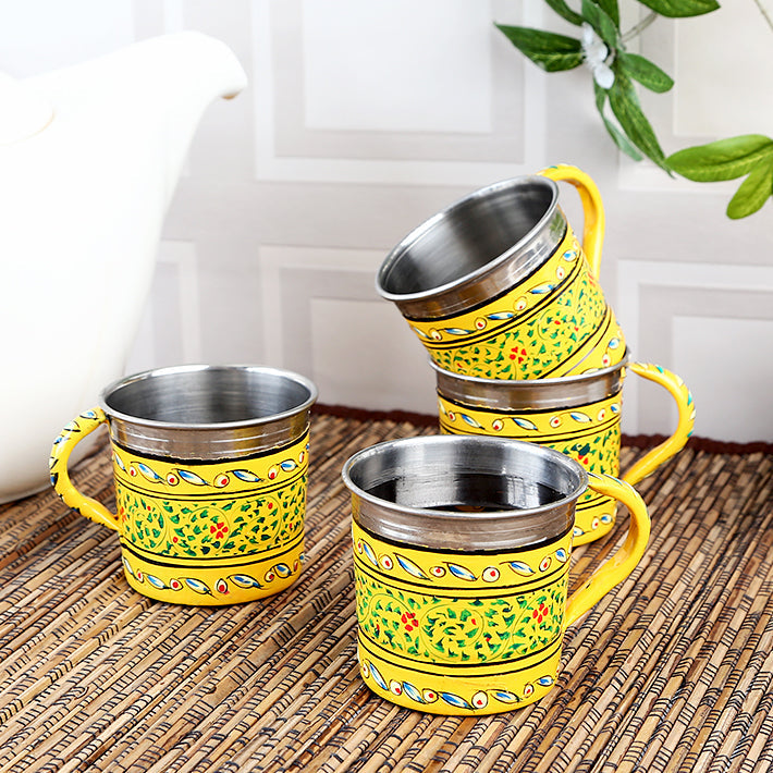 Hand Painted Tea Cups Set of 4: Mughal