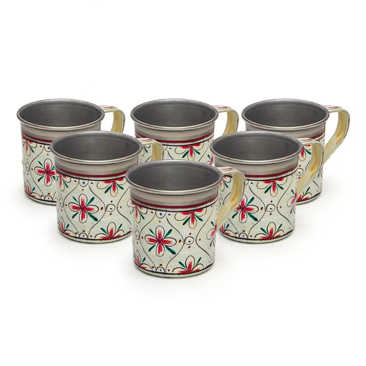 Hand Painted Tea Glass Set of  6: Mughal