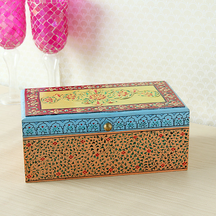 Hand Painted Tea Box : Mughal Multi