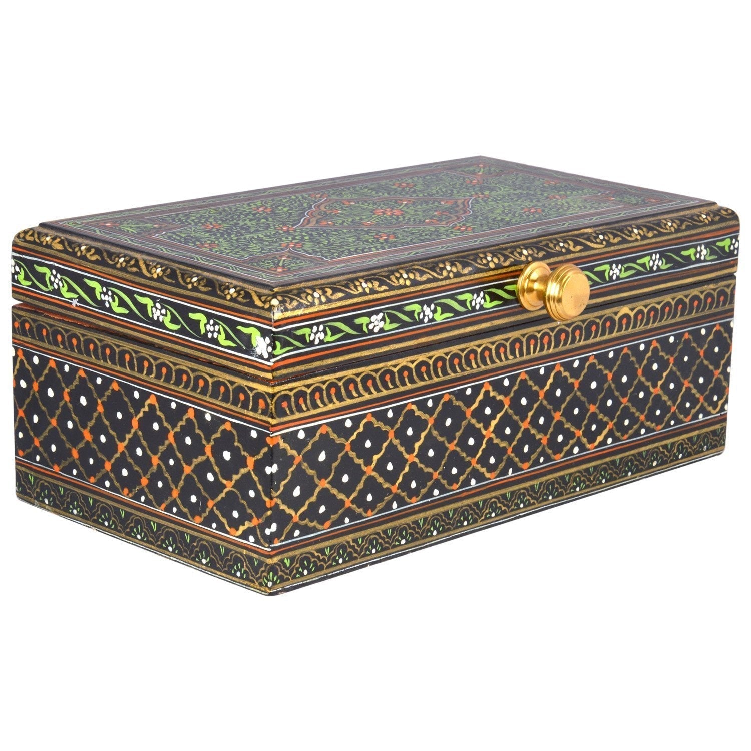 Hand Painted Tea Box : Mughal Brown