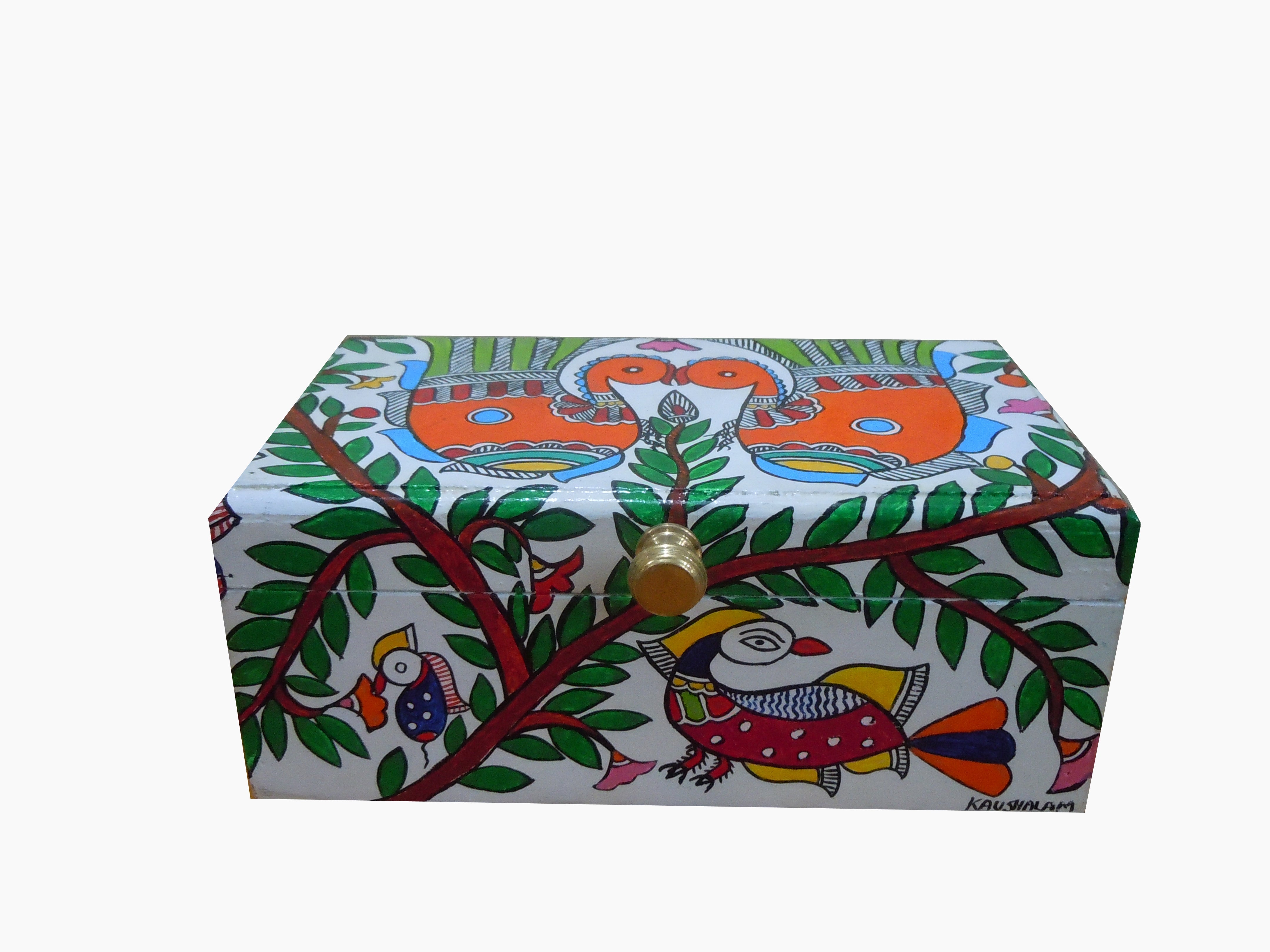 Hand Painted Tea Box: Madhubani