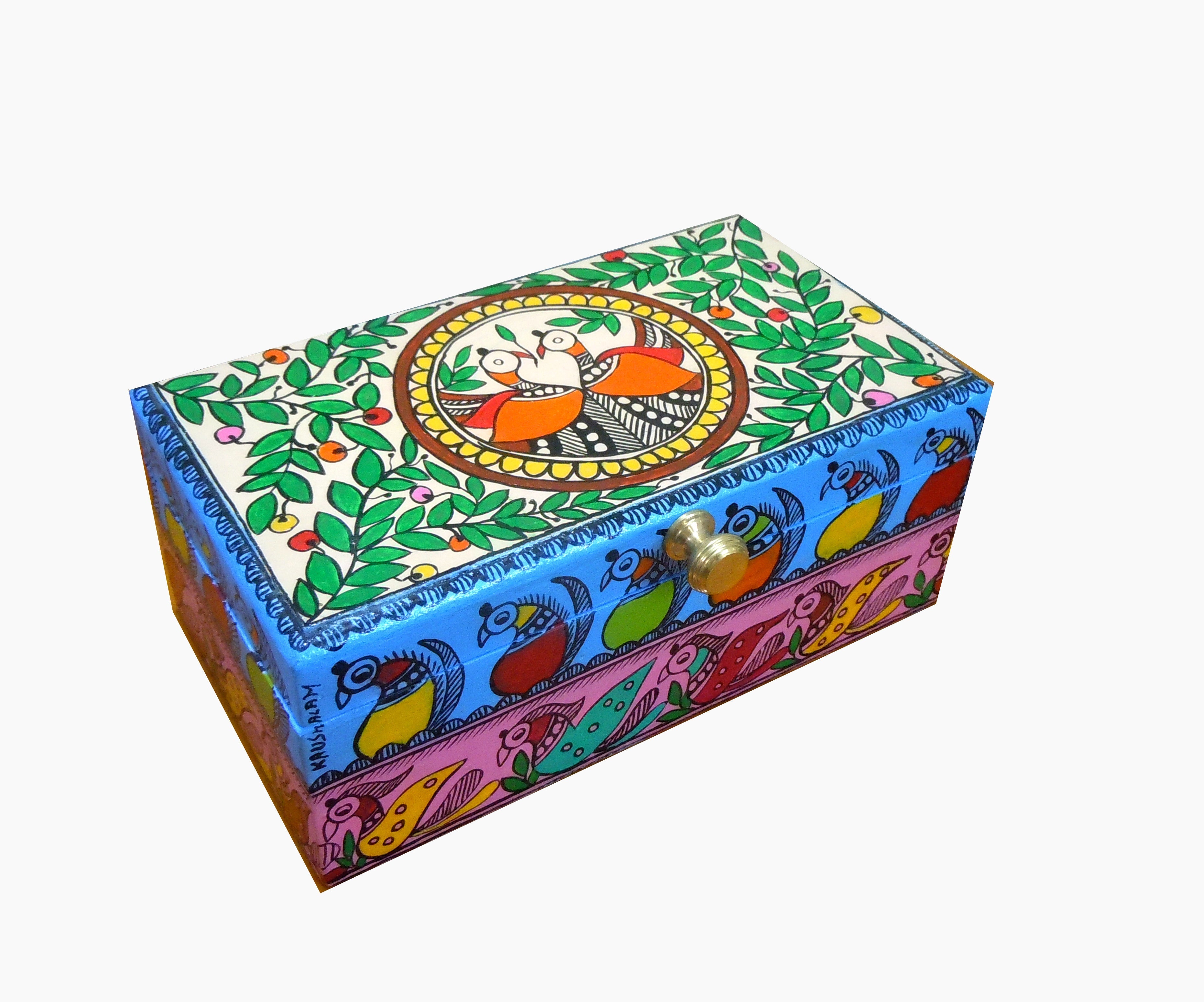 Hand Painted Tea Box : Madhubani art Tea Bag box