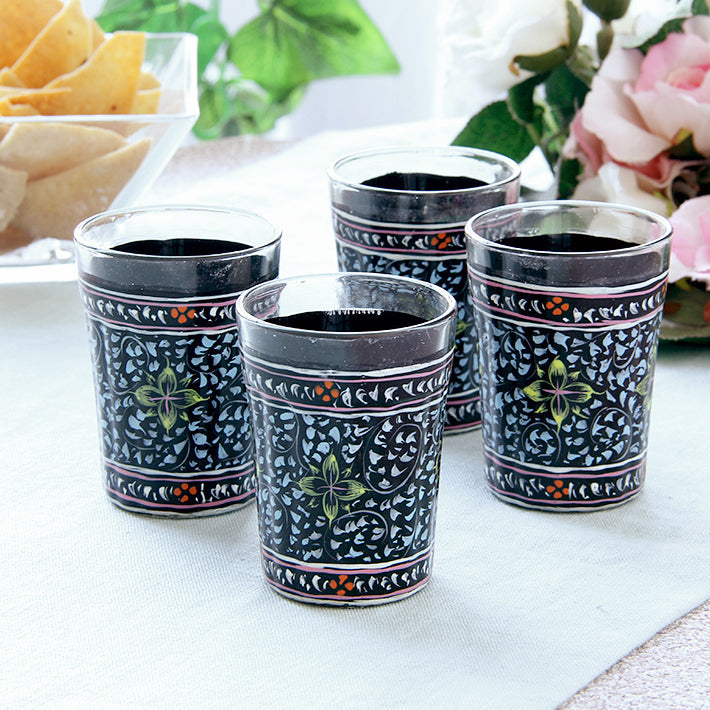 Hand Painted Tea Glass Set of 4