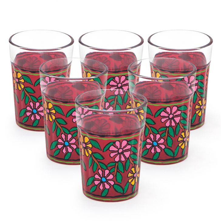 Hand Painted Tea Glass Set of 6