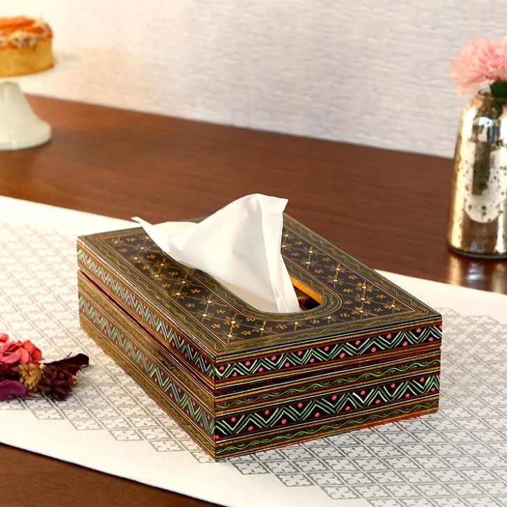 Hand Painted Wooden Tissue Box - Black Magic