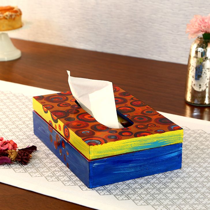 Hand Painted Wooden Tissue Box - ABSTRACT FUN