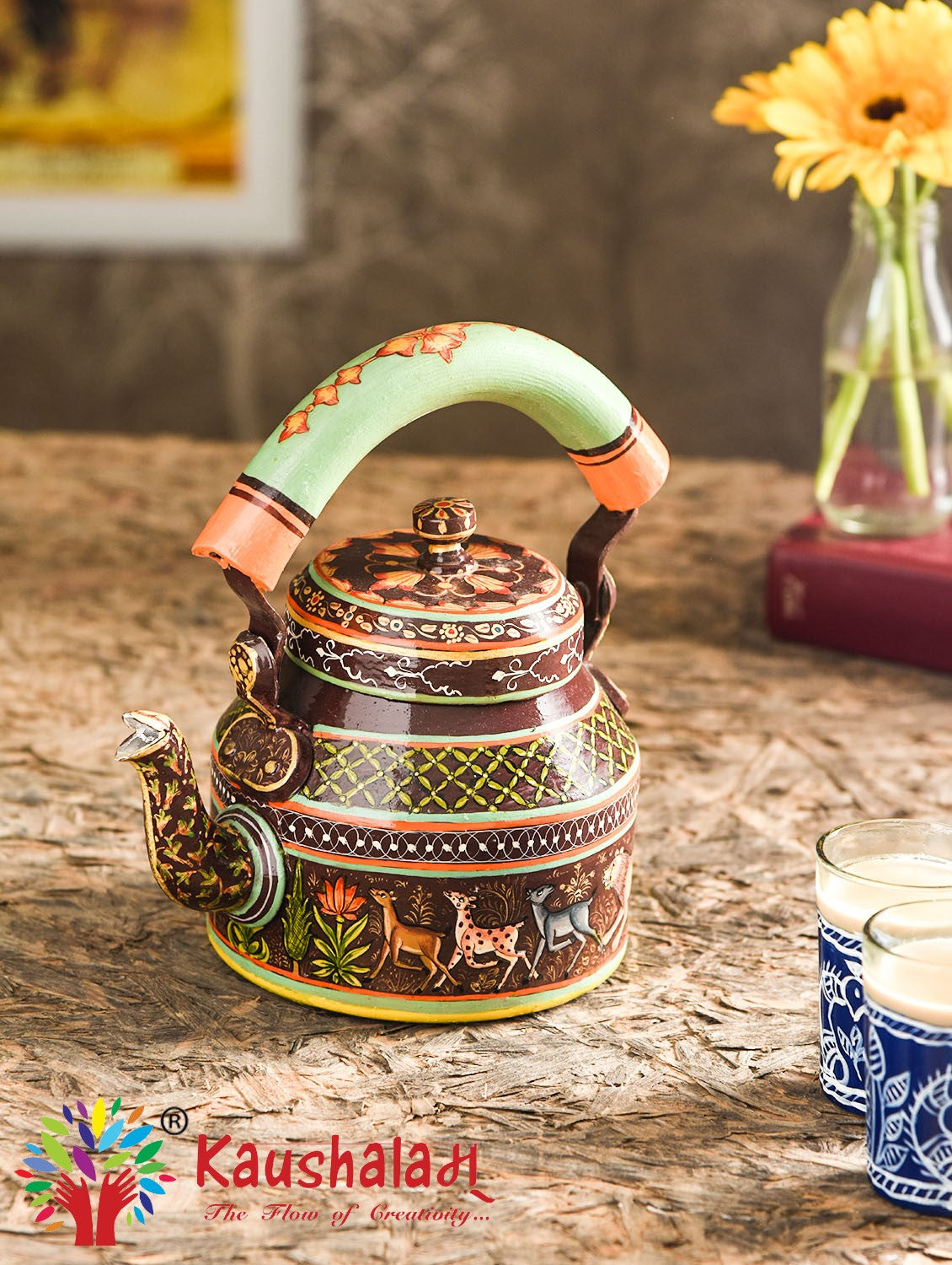 Hand Painted Kettle :  Jungle Kingdom