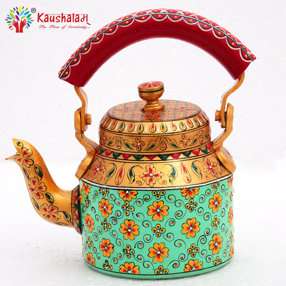 Hand Painted Tea Kettle : Carnations