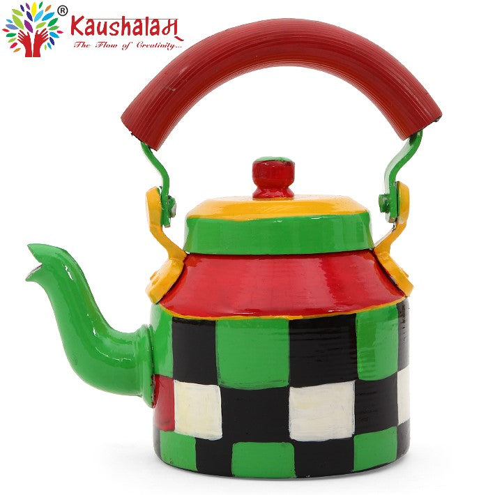 Hand Painted Tea Kettle : Checkers