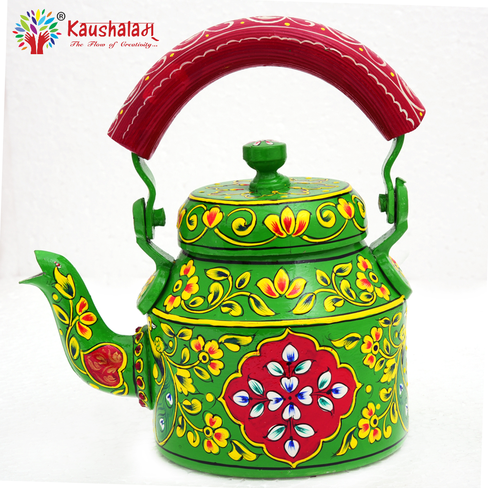 Hand Painted Tea Kettle :" Peacock Garden"