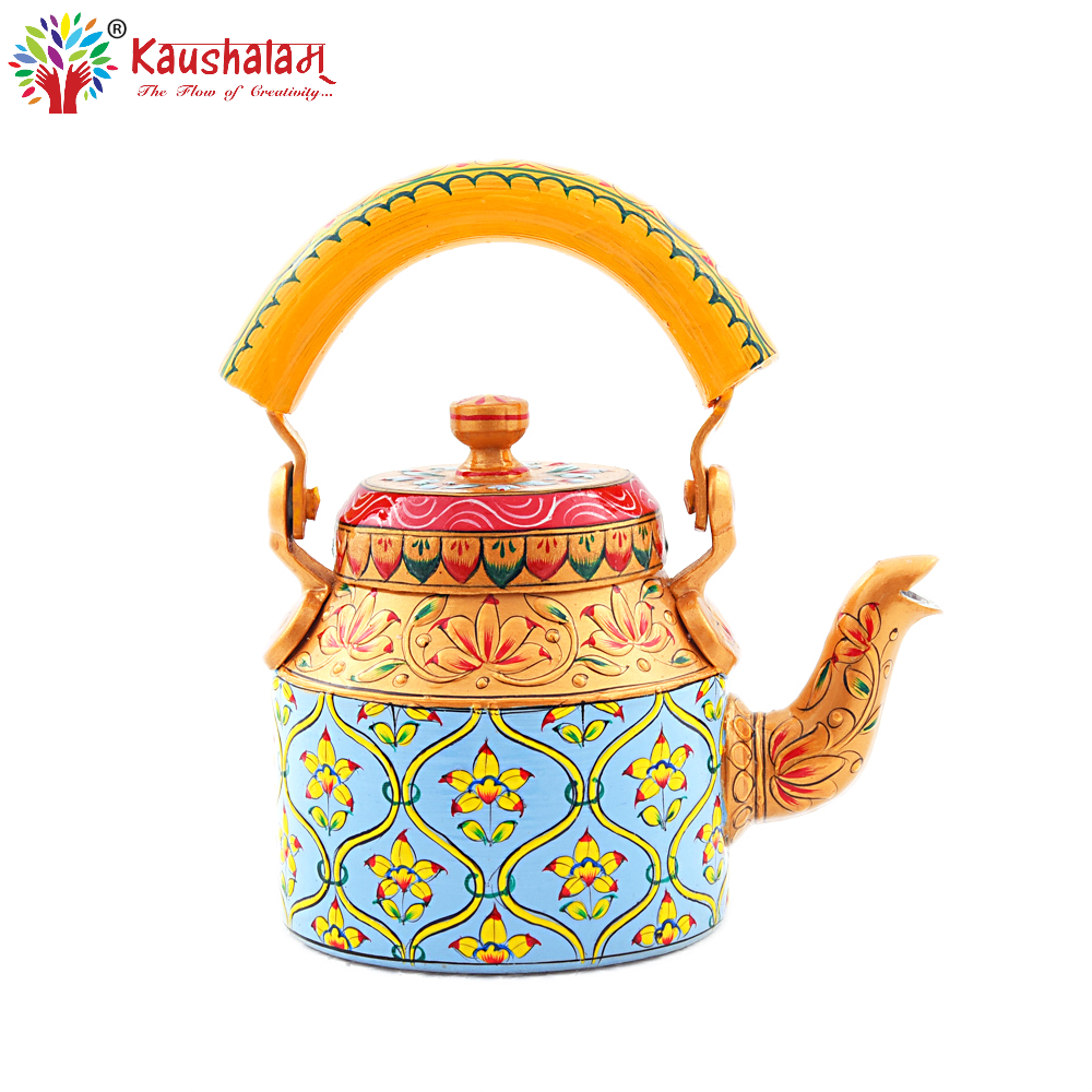 Hand Painted Tea Kettle :  Sky-Blue color