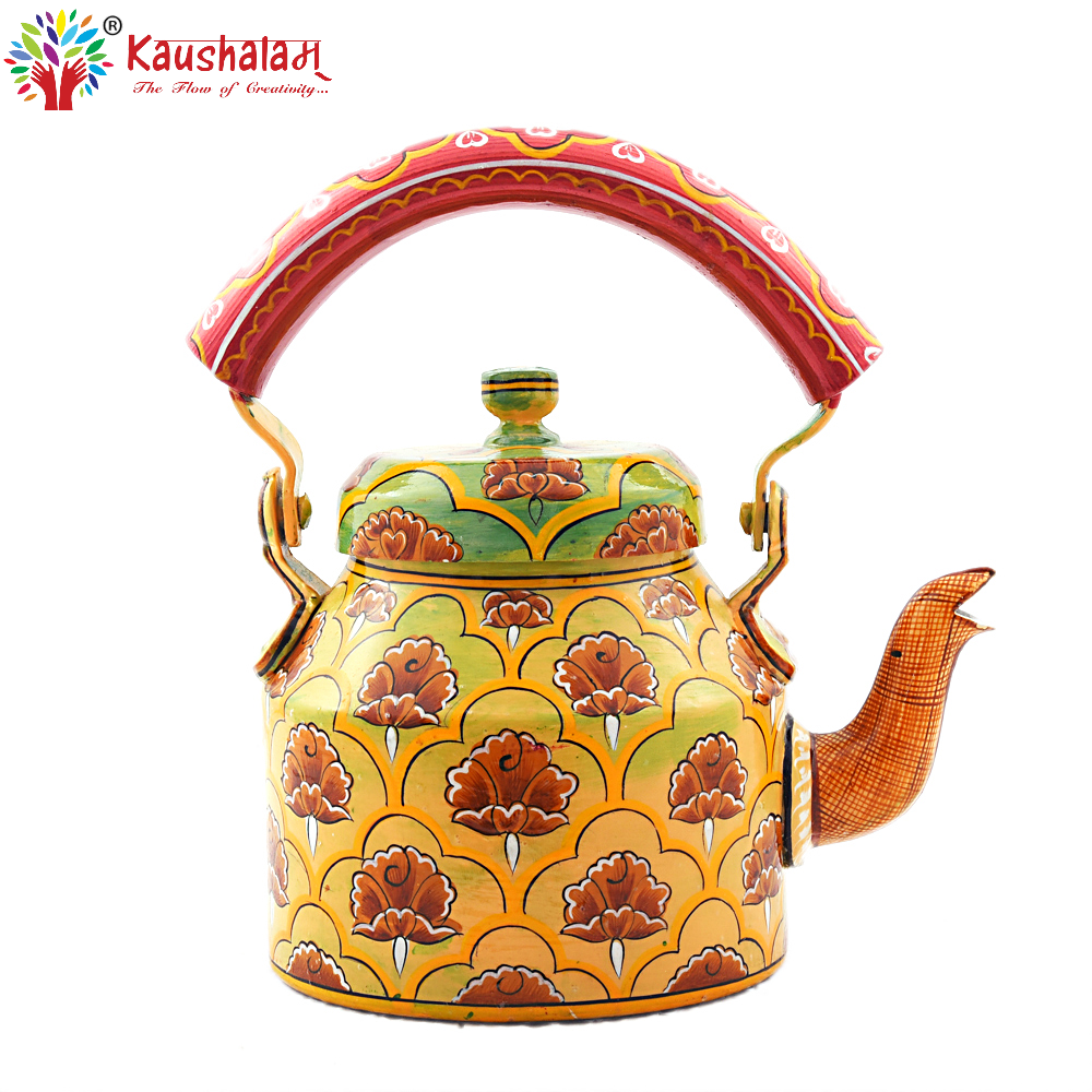 Hand Painted Tea Kettle : Multi Floral Color