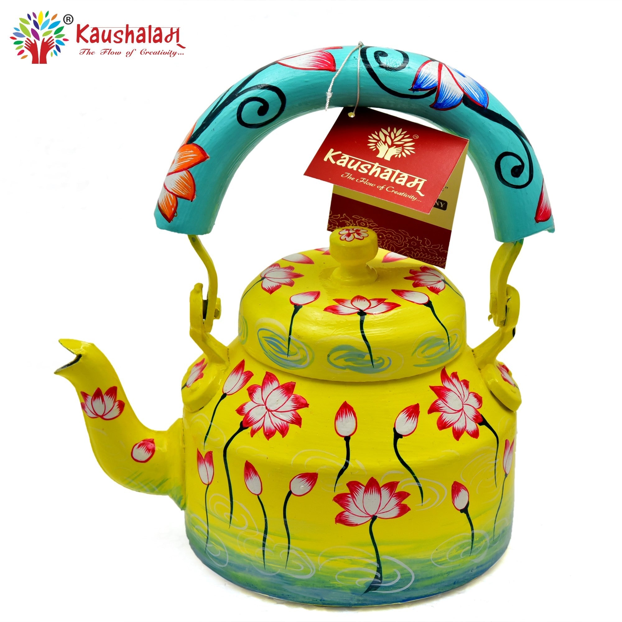 Hand Painted Tea Kettle : Lotus Painted